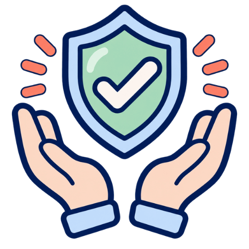 Hands and shield icon